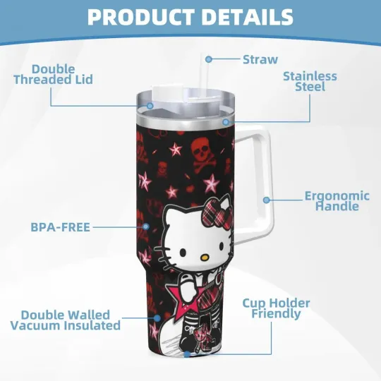 Hello Kitty  Tumblers 40 oz With Handle | Christmas Gift