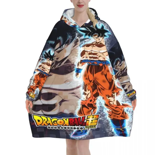 Dragon Ball DragonBall Anime Oversized Blanket Hoodie Sweatshirt Long Fleece Hooded Wearable Blanket