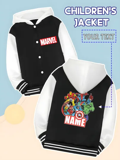 Marvel Boys Baseball Jacket - Marvel Hero Collection Print