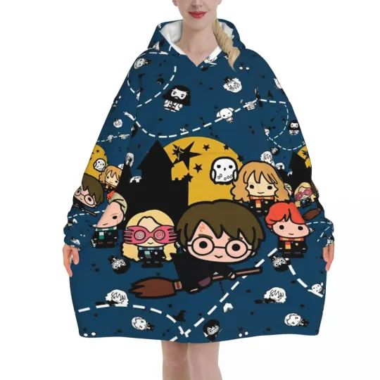 Harry Potter Magic School Blanket Hoodie Oversized Wearable Sweatshirt Warm Gift for Women and Girls