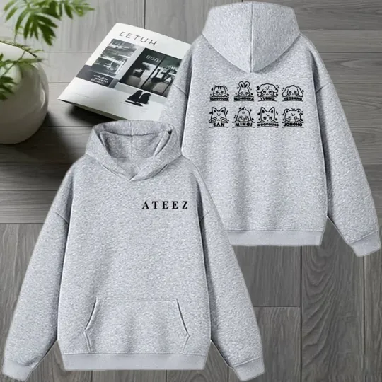 2026 Ateez Double Sided printed Winter Hoodie