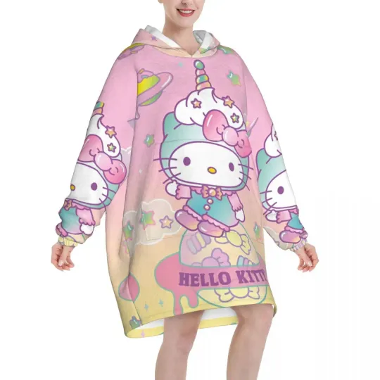 Hello Kitty Cartoon Blanket Hoodie