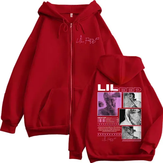 Rapper Lil Peep Double Sided Print Hoodie Men Women Hip Hop Vintage Zipper Sweatshirts Harajuku Y2k Fashion Oversized Pullovers