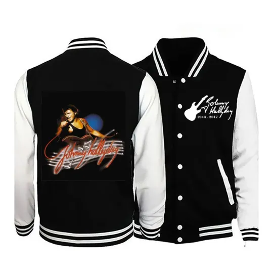 2025 Johnny Hallyday New Men's Long-Sleeved Casual Bomber Jacket Baseball Uniform Jacket