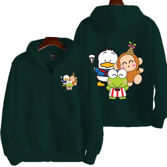 Keroppi Pochacco Men Zip Up Hoodie