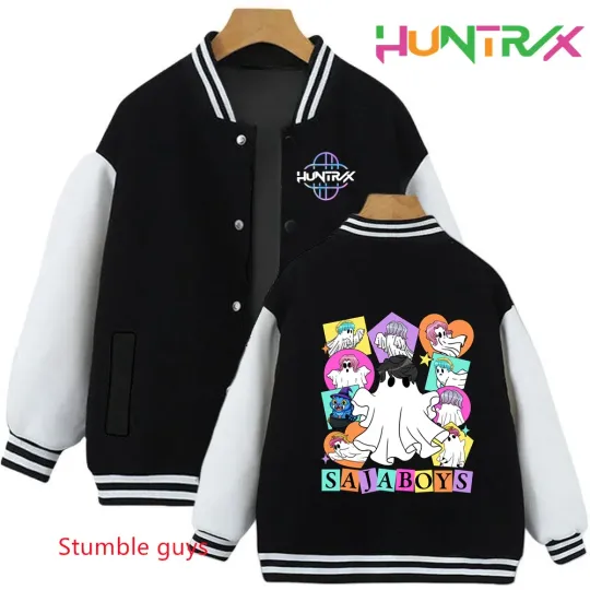 Anime Autumn Winter Kids Kpop Demon Hunters Cartoon Baseball Uniform Jacket Coat Sweatshirts Boys Girls Clothes