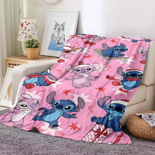 Disney Stitch Christmas Throw Blanket, Soft and Comfortable Blanket for Adults and Children, Holiday Gifts