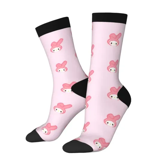 1 Pair My Melody Sock for Men Hip Hop Harajuku Sanrio Happy Quality Pattern Printed Boys Crew Sock Casual Gift