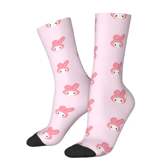 1 Pair My Melody Sock for Men Hip Hop Harajuku Sanrio Happy Quality Pattern Printed Boys Crew Sock Casual Gift