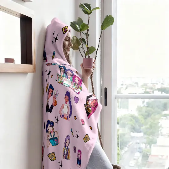 K-Pop Demon Hunters Printed Hooded Blanket, Soft and Warm