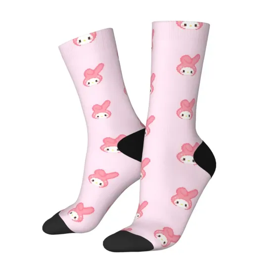 1 Pair My Melody Sock for Men Hip Hop Harajuku Sanrio Happy Quality Pattern Printed Boys Crew Sock Casual Gift