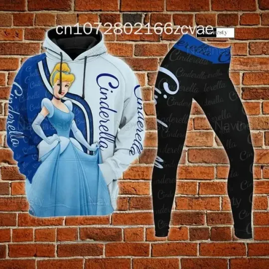 Beauty and the Beast 3D Women's Hoodie Leggings Set High Waist Yoga Pants Set Disney Yoga Leggings Hoodie Fashion Sports Suit