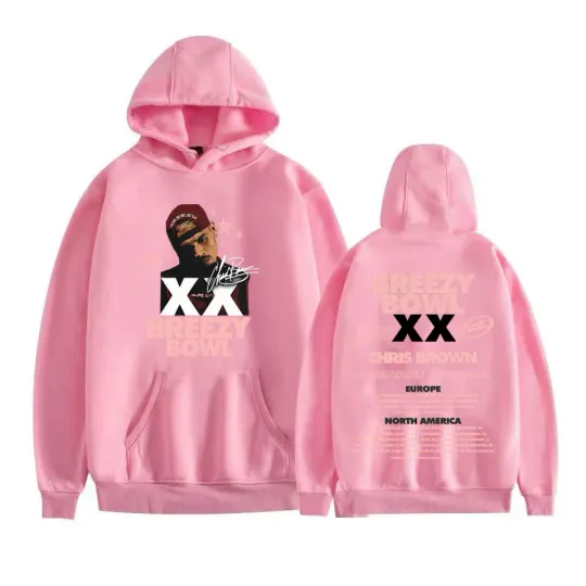2025 Chris Brown Breezy Bowl XX Album Tour Hoodie Men Women Hip Hop Rock High Street Sweatshirt Casual Fleece Bodywarmer Hoodies
