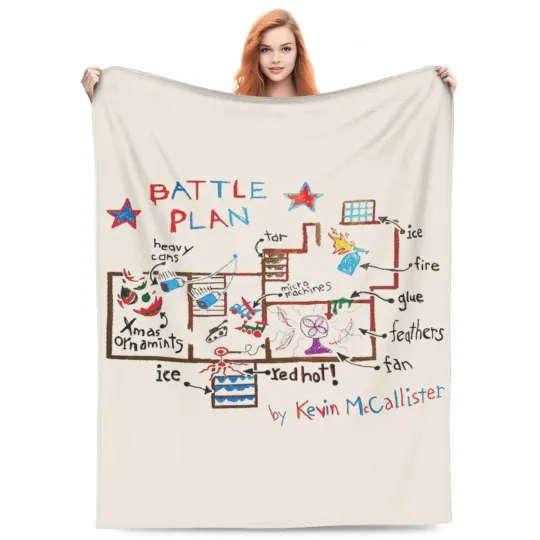 Home Alone Movie Battle Plan Blanket Fleece All Season Multi-function Ultra-Soft Throw Blankets for Sofa Car Bedspread