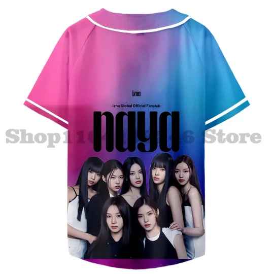 IZNA KPOP Merch Baseball Jersey Men/Women Casual Thin button Baseball uniform Oil Slick Custom Jersey Style1