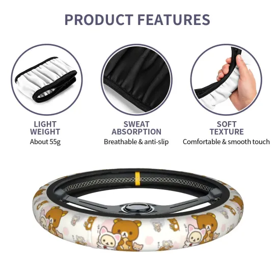 Cute Rilakkuma Pattern Disney Steering Wheel Cover