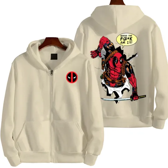 Marvel Deadpool Spring and Autumn New Men's Zipper Hoodie