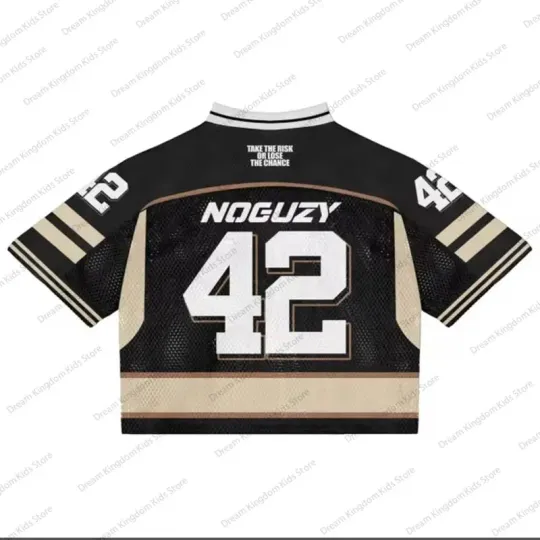 Olive Letter Striped Short-sleeved Crop Top Mesh Baseball Jersey