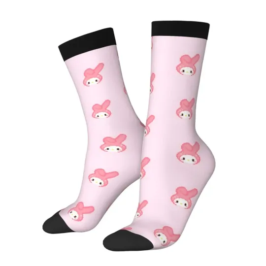 1 Pair My Melody Sock for Men Hip Hop Harajuku Sanrio Happy Quality Pattern Printed Boys Crew Sock Casual Gift