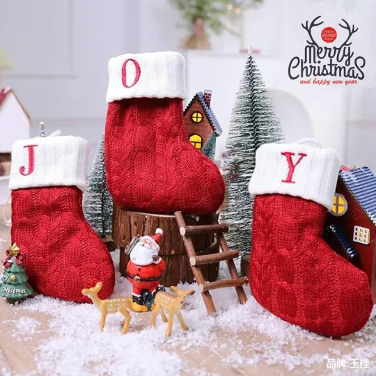 Christmas Boots Letters Christmas Stocking New Knitting Christmas Tree Pendant Decorations SnowflakeChristmas Socks