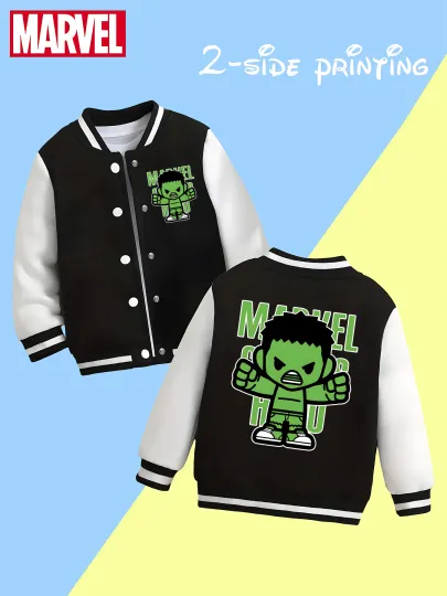 Marvel Boys' Baseball Jacket - Cute Hulk double-sided pattern, soft fabric