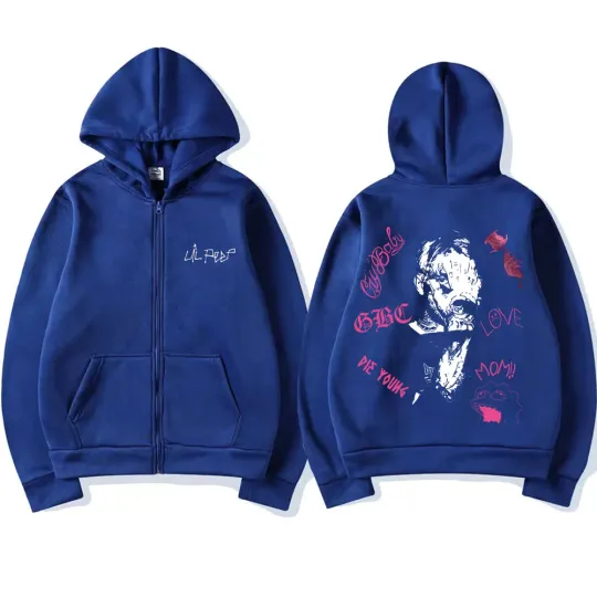 Rapper Lil Peep Hellboy Print Zipper Hoodie