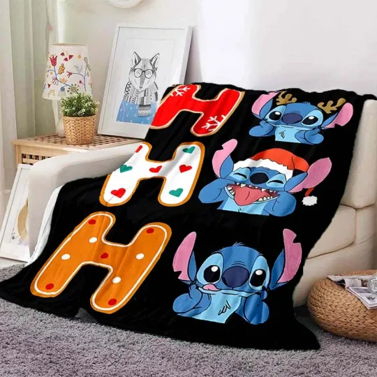Disney Stitch Christmas Throw Blanket, Soft and Comfortable Blanket for Adults and Children, Holiday Gifts