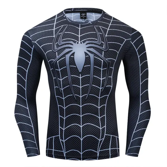 Men's Compression Shirts Superhero Longs Sleeve Workout Gym T-Shirt Running Tops Cool Dry Sports Base Layer Athletic Undershirts