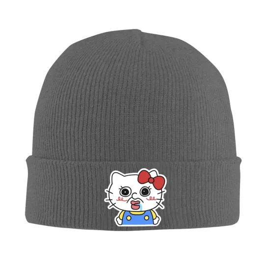 Hello Kitty Meme Print Knitting Beanie Hat for Men and Women