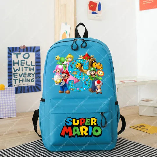 Super Mario Bros Anime Cute School Backpack for Kids Large Capacity Book Bag