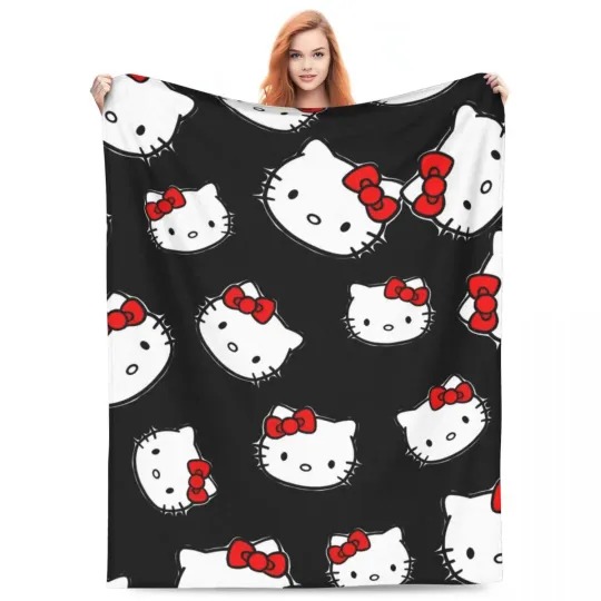 Hello Kitty Head Fleece Blanket