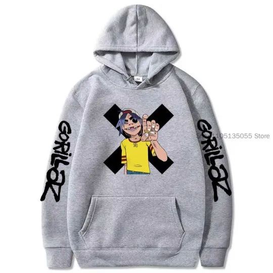 Gorillaz Hoodie Sweatshirt Oversized Hoodies Hip Hop Hoody Unisex Coats Fleece Warm Pullovers Sudader for Autumn and Winter
