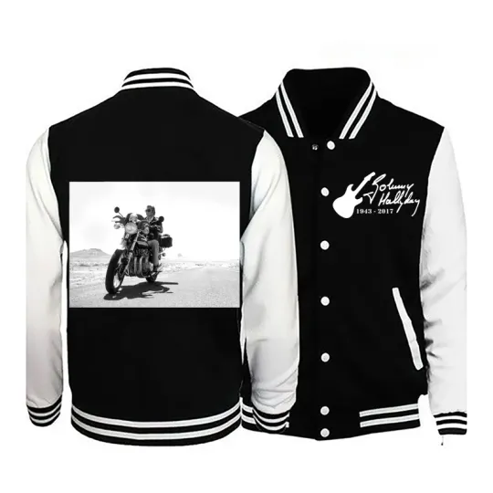 2025 Johnny Hallyday New Men's Long-Sleeved Casual Bomber Jacket Baseball Uniform Jacket