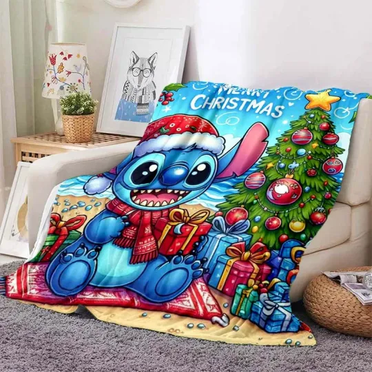 Disney Stitch Christmas Throw Blanket, Soft and Comfortable Blanket for Adults and Children, Holiday Gifts