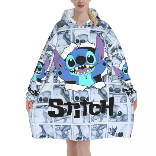 Discover Stitchs Wearable Blanket Hoodie for Women and Men, Thick Fleece Hooded Blanket with Pocket