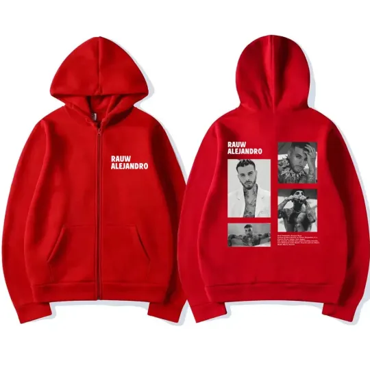 Rapper Rauw Alejandro Print Zip Up Hoodie