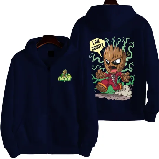 I Am Groot Men Zip Up Hoodie