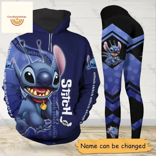 Disney Stitch 3D Hoodie Leggings Set