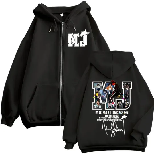 Limited Michael Jackson Merch Zipper Hoodies Punk Rock Hip Hop Zip Up Hooded Sweatshirt Men Women Fashion Casual Loose Pullovers