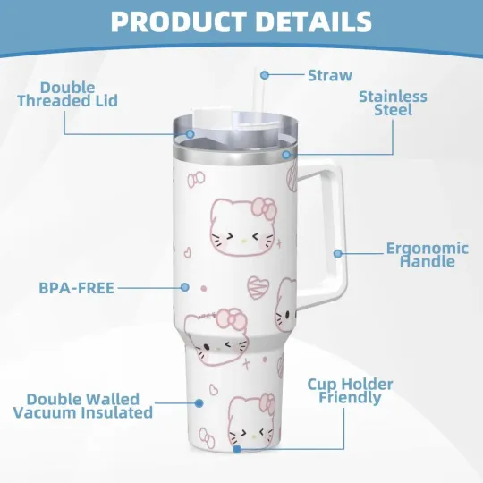 Hello Kitty Tumblers 40 oz With Handle | Christmas Gift