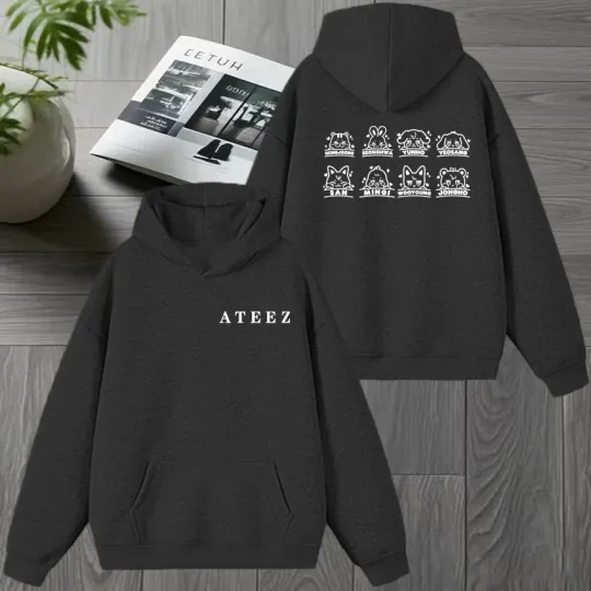 2026 Ateez Double Sided printed Winter Hoodie