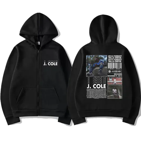 Hot New Rapper J Cole 2014 Forest Hills Drive Print Zipper Hoodie
