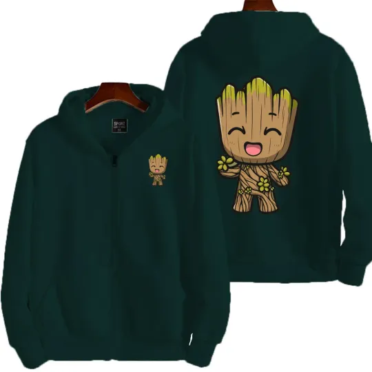 Marvel Groot Spring and Autumn New Men's Zipper Hoodie