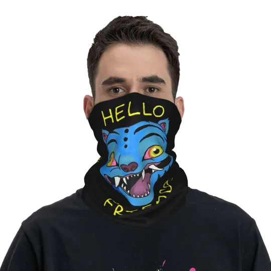 Derpy Tiger Cat Face Mask Scarf