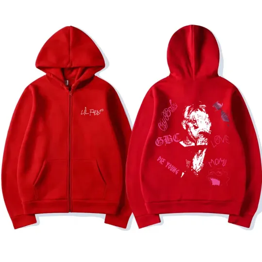 Rapper Lil Peep Hellboy Print Zipper Hoodie