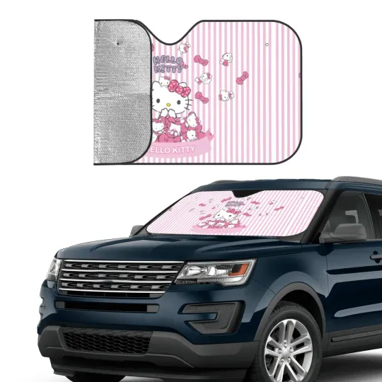 Pink Hello Kitty Cats Cartoon Car Sun Shades