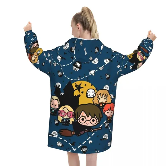 Harry Potter Magic School Blanket Hoodie Oversized Wearable Sweatshirt Warm Gift for Women and Girls