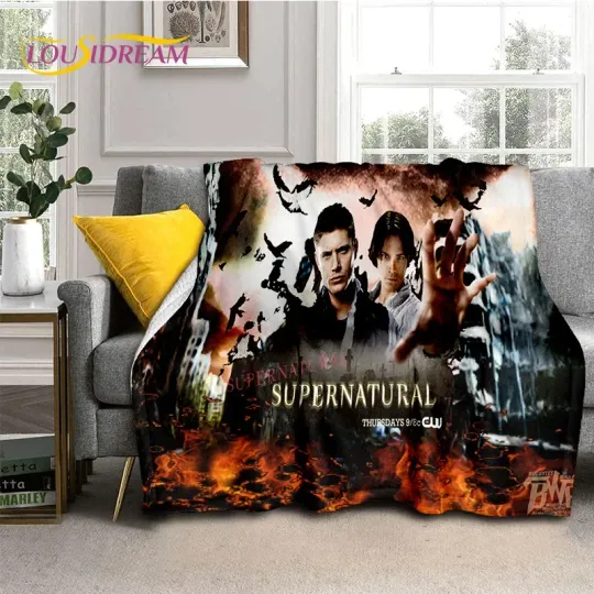 SPN Latest Supernatural Dean Sam Soft Flannel Blankets,Throw Blanket Comfortable Blanket for Picnic Beds Sofa Home Bedroom Gift