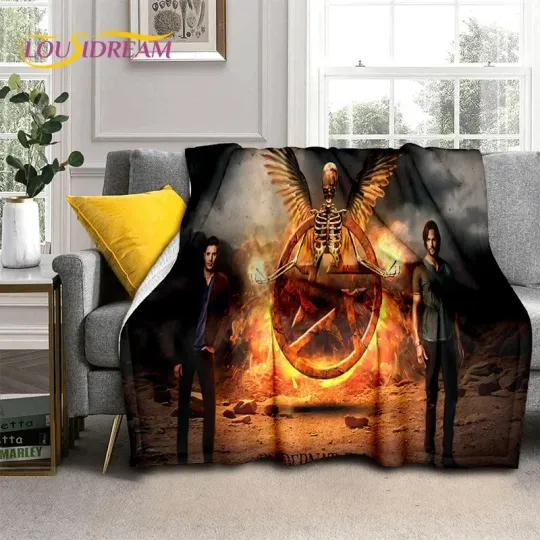 SPN Latest Supernatural Dean Sam Soft Flannel Blankets,Throw Blanket Comfortable Blanket for Picnic Beds Sofa Home Bedroom Gift