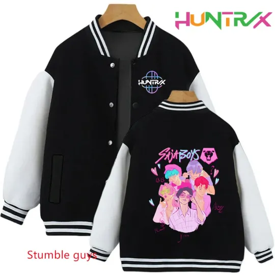 Anime Autumn Winter Kids Kpop Demon Hunters Cartoon Baseball Uniform Jacket Coat Sweatshirts Boys Girls Clothes